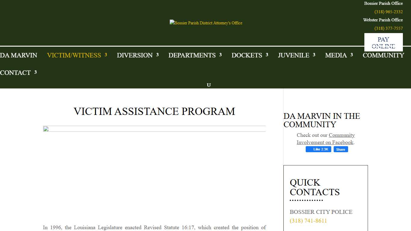 Victim Assistance Program Bossier Parish District Attorney's Office